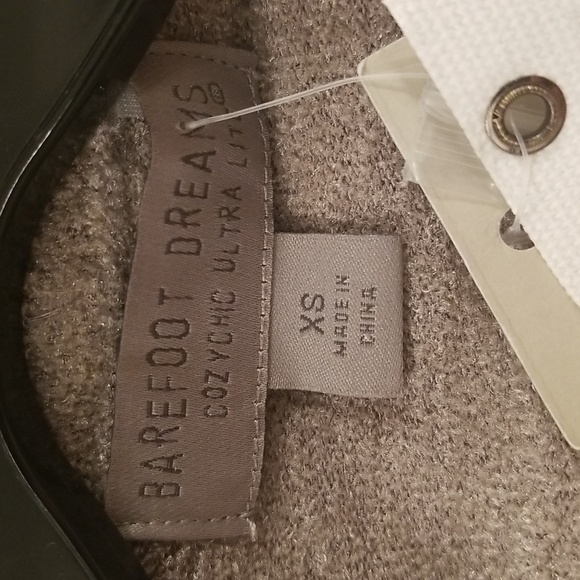 💕BAREFOOT DREAMS💕 CozyChic Lite Seashore Hooded Cardigan ~ Pewter Grey XS NWT - Picture 10 of 12